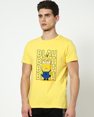 Shop Men's Yellow Blah Blah Graphic Printed T-shirt-Front