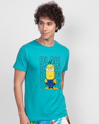 Shop Men's Blue Bleh Blah T-shirt-Front