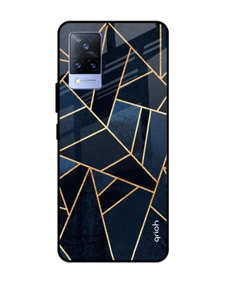 Shop Abstract Tiles Printed Premium Glass Cover for Vivo V21 (Shock Proof, Lightweight)-Front