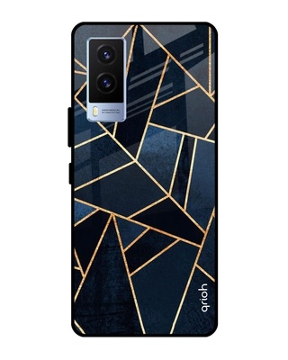 Shop Abstract Tiles Printed Premium Glass Cover for Vivo V21e (Shock Proof, Lightweight)-Front