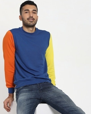 Shop Blue Quartz Contrast Sleeve Sweatshirt-Front