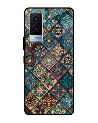 Shop Retro Art Printed Premium Glass Cover for Vivo V21e (Shock Proof, Lightweight)-Front