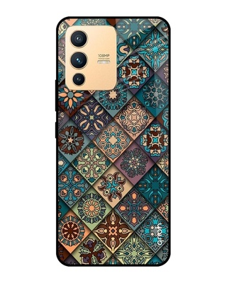 Shop Retro Art Printed Premium Glass Cover for Vivo V23 Pro 5G (Shock Proof, Lightweight)-Front