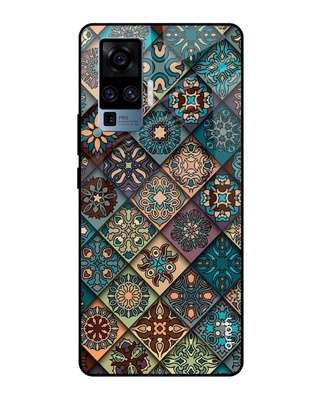 Shop Retro Art Printed Premium Glass Cover for Vivo X50 Pro (Shock Proof, Lightweight)-Front