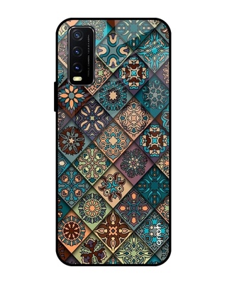 Shop Retro Art Printed Premium Glass Cover for Vivo Y20 (Shock Proof, Lightweight)-Front
