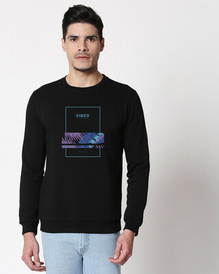 Shop Blue Vibes Fleece Sweatshirt Black-Front