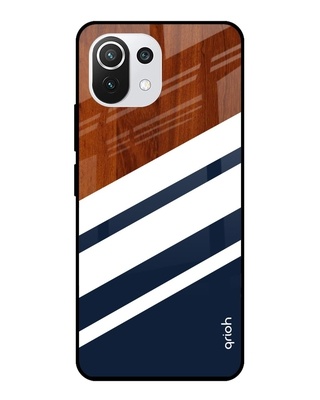 Shop Bold Stripes Printed Premium Glass Cover For Mi 11 Lite NE 5G (Shockproof, Light Weight)-Front