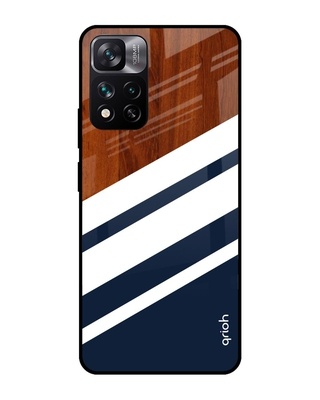 Shop Bold Stripes Printed Premium Glass Cover for Mi 11i (Shock Proof, Lightweight)-Front