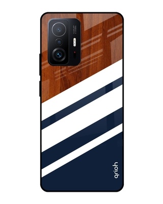 Shop Bold Stripes Printed Premium Glass Cover for Mi 11T Pro 5G (Shock Proof, Lightweight)-Front