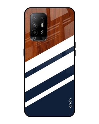 Shop Bold Stripes Printed Premium Glass Cover for Oppo F19 Pro Plus (Shock Proof, Lightweight)-Front