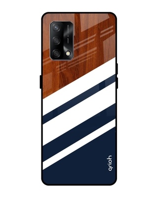 Shop Bold Stripes Printed Premium Glass Cover for Oppo F19 (Shock Proof, Lightweight)-Front