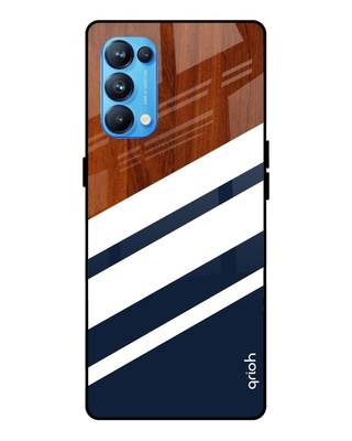 Shop Bold Stripes Printed Premium Glass Cover for Oppo Reno 5 Pro (Shock Proof, Lightweight)-Front