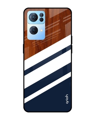 Shop Bold Stripes Printed Premium Glass Cover for Oppo Reno 7 Pro 5G (Shock Proof, Lightweight)-Front
