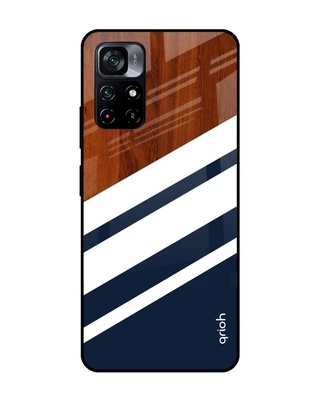 Shop Bold Stripes Printed Premium Glass Cover for Poco M4 Pro 5G (Shock Proof, Lightweight)-Front