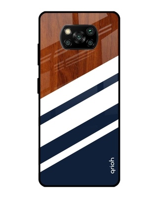 Shop Bold Stripes Printed Premium Glass Cover for Poco X3 Pro (Shock Proof, Lightweight)-Front