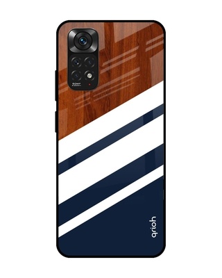 Shop Bold Stripes Printed Premium Glass Cover for Redmi Note 11 (Shock Proof, Lightweight)-Front