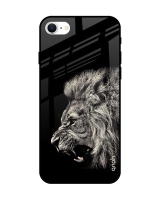 Shop Brave Lion Printed Premium Glass Cover for iPhone SE 2022 (Shock Proof, Lightweight)-Front
