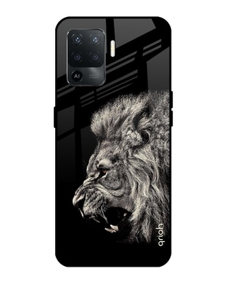Shop Brave Lion Printed Premium Glass Cover for Oppo F19 Pro (Shock Proof, Lightweight)-Front