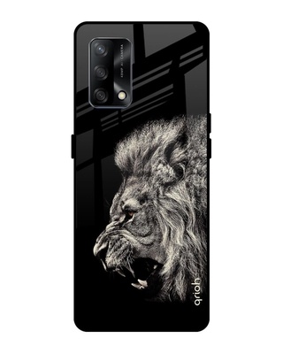 Shop Brave Lion Printed Premium Glass Cover for Oppo F19 (Shock Proof, Lightweight)-Front