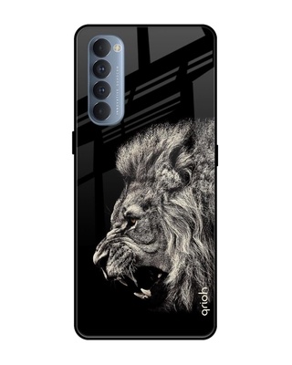 Shop Brave Lion Printed Premium Glass Cover for Oppo Reno 4 Pro (Shock Proof, Lightweight)-Front