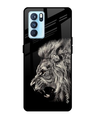 Shop Brave Lion Printed Premium Glass Cover for Oppo Reno 6 5G (Shock Proof, Lightweight)-Front