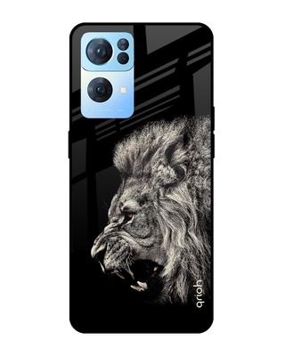Shop Brave Lion Printed Premium Glass Cover for Oppo Reno 7 Pro 5G (Shock Proof, Lightweight)-Front