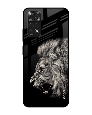 Shop Brave Lion Printed Premium Glass Cover for Redmi Note 11S (Shock Proof, Lightweight)-Front