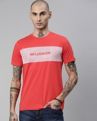 Shop Breakbounce Men's Red Round Neck  T-shirt-Front