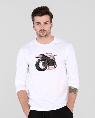 Shop Brotherhood Of Bikers Full Sleeve T-Shirt White-Front