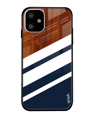 Shop Bold Stripes Printed Premium Glass Cover for iPhone 11(Shock Proof, Lightweight)-Front