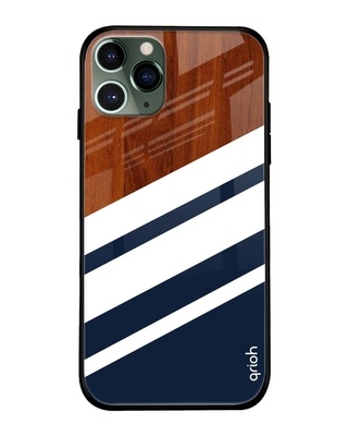 Shop Bold Stripes Printed Premium Glass Cover for iPhone 11 Pro(Shock Proof, Lightweight)-Front