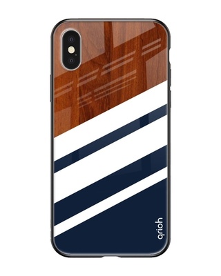 Shop Bold Stripes Printed Premium Glass Cover for iPhone XS Max (Shock Proof, Lightweight)-Front