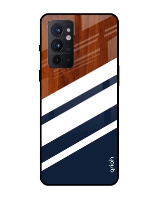 Shop Bold Stripes Printed Premium Glass Cover for OnePlus 9RT (Shock Proof, Lightweight)-Front