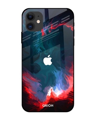 Shop Brush Art Abstract Printed Premium Glass Cover for iPhone 12 (Shock Proof, Lightweight)-Front