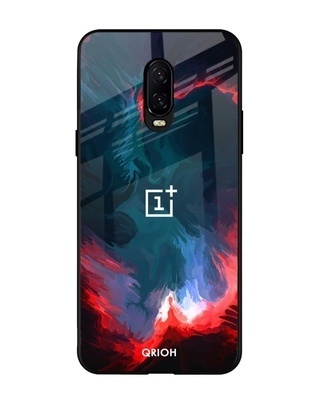 Shop Brush Art Abstract Printed Premium Glass Cover for OnePlus 6T (Shock Proof, Lightweight)-Front
