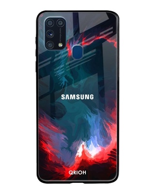 Shop Brush Art Printed Premium Glass Cover for Samsung Galaxy M31 (Shock Proof, Lightweight)-Front