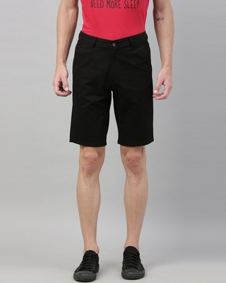 Shop Men's Black Solid Casual Shorts-Front