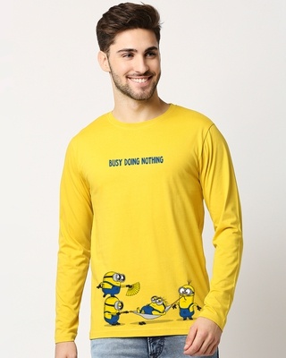 Shop Men's Yellow Busy Doing Nothing 2.0 T-shirt-Front