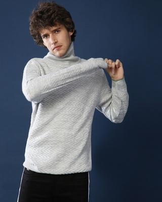 Shop Campus Sutra Men's Grey Regular Fit Sweater-Front