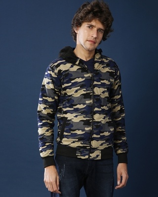 Shop Campus Sutra Men's Multicolor Camouflage Regular Fit Jacket-Front