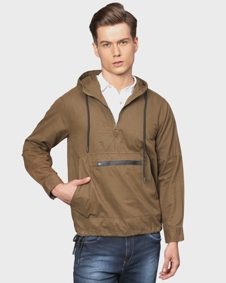 Shop Men's Green Full Sleeve Stylish Windcheater Jacket-Front