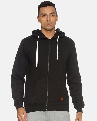 Shop Men's Black Stylish Full Sleeve Hooded Sweatshirt-Front