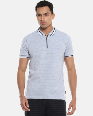 Shop Men's Striped Stylish Casual Polo T-Shirt-Front