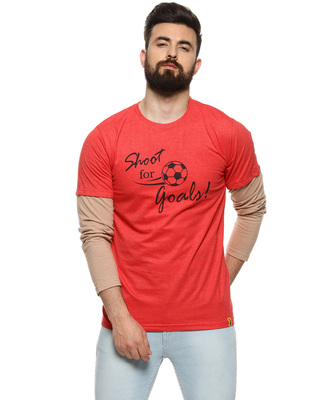 Shop Printed Men's Round or Crew Peach Stylish Casual T-Shirt-Front
