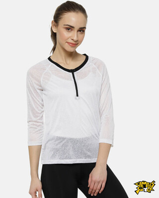 Campus Sutra White Solid Casual Top