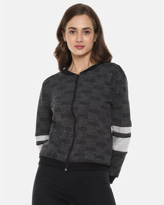 Shop Women's Grey Checks Stylish Casual Jacket-Front