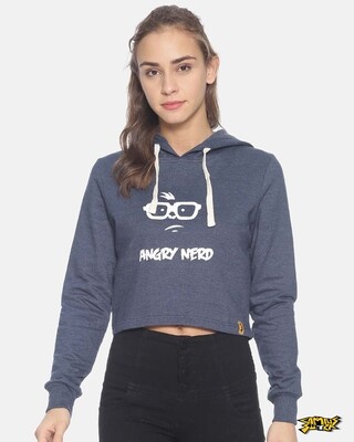 Shop Campus Sutra Women Crop Stylish Hooded Sweatshirt-Front