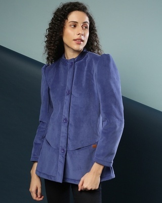 Shop Campus Sutra Women's Blue Regular Fit Blazer-Front