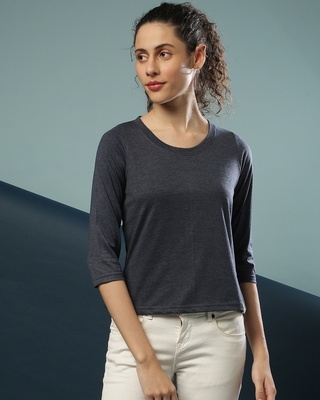 Shop Campus Sutra Women's Blue Regular Fit Top-Front