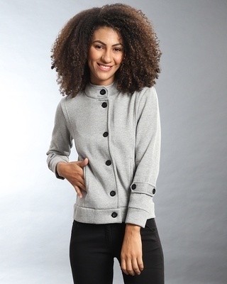 Shop Campus Sutra Women's Grey Regular Fit Jackets-Front